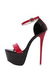 Women's Shoes Patent Leather Stiletto Heel Open Toe Sandals Party & Evening / Dress Black / Red / White