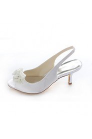 Women's Shoes Stretch Satin Stiletto Heel Heels / Peep Toe Sandals Wedding / Dress / Party & Evening White