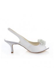 Women's Shoes Stretch Satin Stiletto Heel Heels / Peep Toe Sandals Wedding / Dress / Party & Evening White