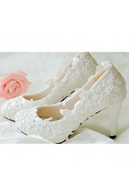 Women's Shoes Leather Chunky Heel Heels/Pointed Toe Pumps/Heels Wedding/Party & Evening White