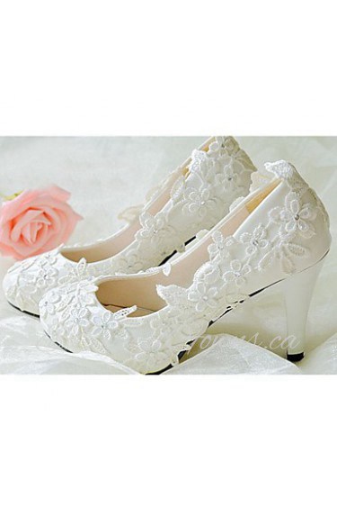 Women's Shoes Leather Chunky Heel Heels/Pointed Toe Pumps/Heels Wedding/Party & Evening White