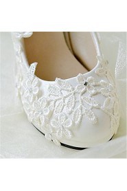 Women's Shoes Leather Chunky Heel Heels/Pointed Toe Pumps/Heels Wedding/Party & Evening White