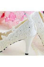 Women's Shoes Leather Chunky Heel Heels/Pointed Toe Pumps/Heels Wedding/Party & Evening White