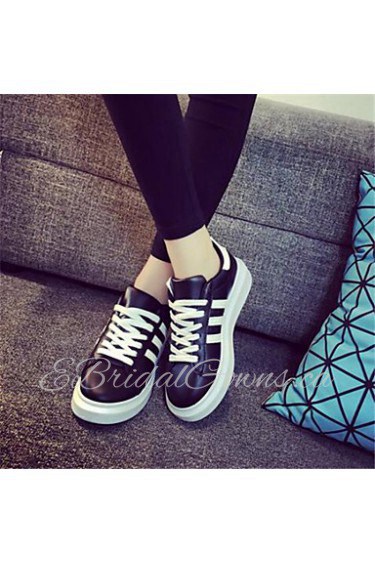 Women's Shoes Flat Heel Comfort Fashion Sneakers Outdoor / Casual Black / White