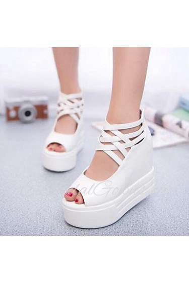 Women's Shoes Zipper Flange Hollow Out Sexy All Match Wedge Heel Comfort Sandals Dress