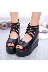 Women's Shoes Zipper Flange Hollow Out Sexy All Match Wedge Heel Comfort Sandals Dress