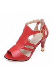 Women's Shoes Heel Heels / Peep Toe Sandals / Heels Party & Evening / Dress / Casual Black / Pink / Red / White/9898