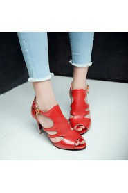 Women's Shoes Heel Heels / Peep Toe Sandals / Heels Party & Evening / Dress / Casual Black / Pink / Red / White/9898