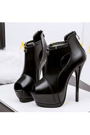 Women's Shoes Leatherette Stiletto Heel Heels Sandals Casual Black / Brown / White / Gray