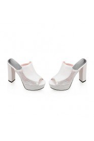 Women's Shoes / Patent Leather Chunky Heel Heels / Peep Toe Sandals Office & Career / Party & Evening / White