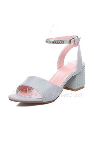 Women's Shoes Leatherette Chunky Heel Heels Sandals Wedding / Party & Evening / Dress / Casual Blue / Pink