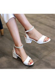 Women's Shoes Leatherette Chunky Heel Heels Sandals Wedding / Party & Evening / Dress / Casual Blue / Pink