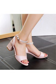 Women's Shoes Leatherette Chunky Heel Heels Sandals Wedding / Party & Evening / Dress / Casual Blue / Pink