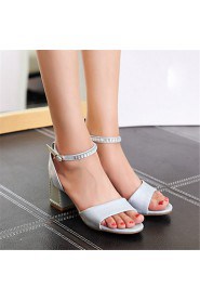 Women's Shoes Leatherette Chunky Heel Heels Sandals Wedding / Party & Evening / Dress / Casual Blue / Pink