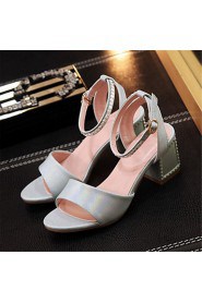 Women's Shoes Leatherette Chunky Heel Heels Sandals Wedding / Party & Evening / Dress / Casual Blue / Pink