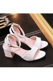 Women's Shoes Leatherette Chunky Heel Heels Sandals Wedding / Party & Evening / Dress / Casual Blue / Pink