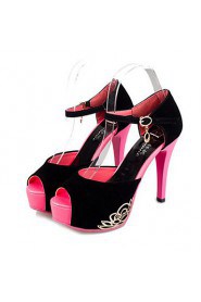 Women's Shoes Fleece Stiletto Heel Heels/Peep Toe/Platform Sandals Party & Evening/Dress Black/Red