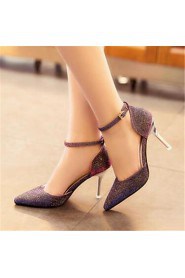 Women's Shoes Synthetic Stiletto Heel Heels Heels Party & Evening / Dress Black / Purple / Silver / Gold