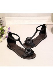 Women's Shoes Leatherette Flat Heel Comfort Sandals Dress / Casual Black / White