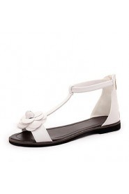 Women's Shoes Leatherette Flat Heel Comfort Sandals Dress / Casual Black / White