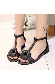 Women's Shoes Leatherette Flat Heel Comfort Sandals Dress / Casual Black / White