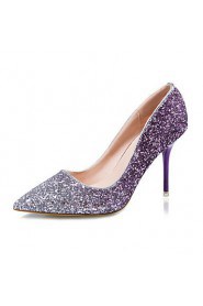 Women's Shoes Glitter Stiletto Heel Heels/Pointed Toe/Closed Toe Heels Dress Blue/Purple/Red/Gold