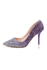 Women's Shoes Glitter Stiletto Heel Heels/Pointed Toe/Closed Toe Heels Dress Blue/Purple/Red/Gold