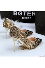 Women's Shoes Glitter Stiletto Heel Heels/Pointed Toe/Closed Toe Heels Dress Blue/Purple/Red/Gold