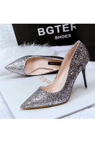 Women's Shoes Glitter Stiletto Heel Heels/Pointed Toe/Closed Toe Heels Dress Blue/Purple/Red/Gold