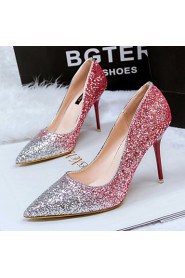 Women's Shoes Glitter Stiletto Heel Heels/Pointed Toe/Closed Toe Heels Dress Blue/Purple/Red/Gold