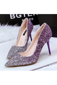 Women's Shoes Glitter Stiletto Heel Heels/Pointed Toe/Closed Toe Heels Dress Blue/Purple/Red/Gold