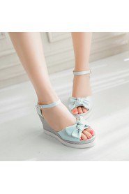 Women's Shoes Wedge Heel Wedges / Peep Toe / Platform / Open Toe Sandals Dress / Casual Blue / Pink / White