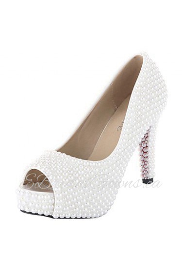 Women's Wedding Shoes Heels/Peep Toe/Platform/Comfort Heels Wedding/Outdoor/Dress/Casual/Party & Evening White