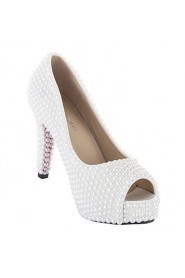 Women's Wedding Shoes Heels/Peep Toe/Platform/Comfort Heels Wedding/Outdoor/Dress/Casual/Party & Evening White