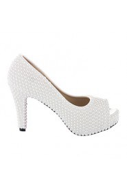 Women's Wedding Shoes Heels/Peep Toe/Platform/Comfort Heels Wedding/Outdoor/Dress/Casual/Party & Evening White