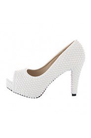 Women's Wedding Shoes Heels/Peep Toe/Platform/Comfort Heels Wedding/Outdoor/Dress/Casual/Party & Evening White