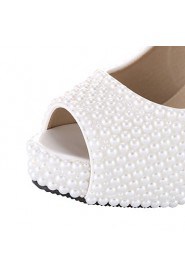 Women's Wedding Shoes Heels/Peep Toe/Platform/Comfort Heels Wedding/Outdoor/Dress/Casual/Party & Evening White