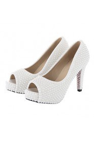 Women's Wedding Shoes Heels/Peep Toe/Platform/Comfort Heels Wedding/Outdoor/Dress/Casual/Party & Evening White