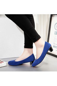 Women's Shoes Leatherette Chunky Heel Heels / Round Toe Heels Outdoor / Office & Career / Casual Black / Blue