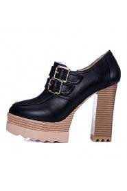 Women's Shoes Leatherette Chunky Heel Heels / Square Toe Heels Outdoor / Dress / Casual Black / Pink / Gray / Beige