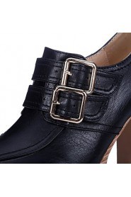 Women's Shoes Leatherette Chunky Heel Heels / Square Toe Heels Outdoor / Dress / Casual Black / Pink / Gray / Beige