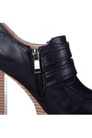 Women's Shoes Leatherette Chunky Heel Heels / Square Toe Heels Outdoor / Dress / Casual Black / Pink / Gray / Beige