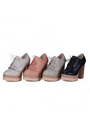 Women's Shoes Leatherette Chunky Heel Heels / Square Toe Heels Outdoor / Dress / Casual Black / Pink / Gray / Beige