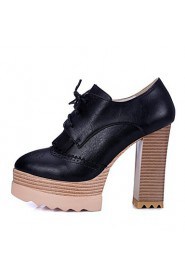 Women's Shoes Leatherette Chunky Heel Heels / Square Toe Heels Outdoor / Dress / Casual Black / Pink / Gray / Beige