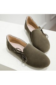 Women's Shoes Flat Heel Round Toe Flats Outdoor / Dress / Casual Black / Dark Green / Almond