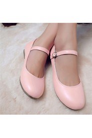 Women's Shoes Flat Heel Mary Jane / Round Toe Flats Outdoor / Dress / Casual Black / Pink / White / Almond