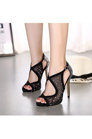 Women's Shoes Tulle Stiletto Heel Heels / Peep Toe / Platform Sandals Dress Black