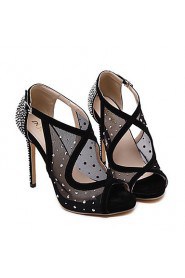 Women's Shoes Tulle Stiletto Heel Heels / Peep Toe / Platform Sandals Dress Black