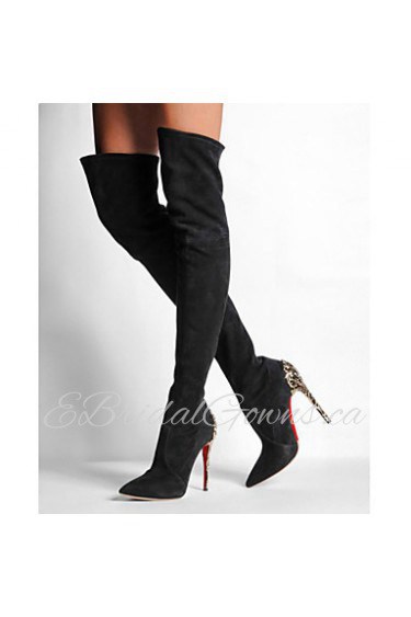 Women's Shoes Fleece Stiletto Heel Fashion Boots Boots Office & Career / Party & Evening / Dress Black