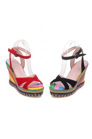 Women's Shoes Wedge Heel Wedges / Peep Toe Sandals Party & Evening / Dress / Casual Black / Red